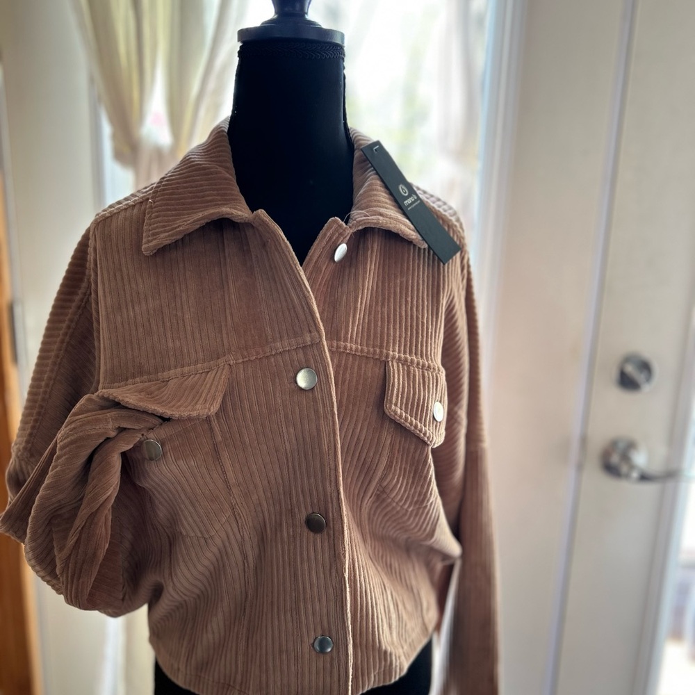 Corduroy Button-Up Jacket - Tan